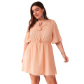 Large size women's 2020 new women's clothing 200 kg solid color dress